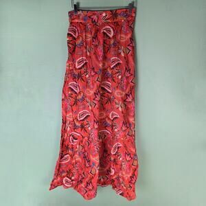 Boden Womens 8L Tiered Cotton Coral Paradise Paisley Maxi Skirt Boho Artsy